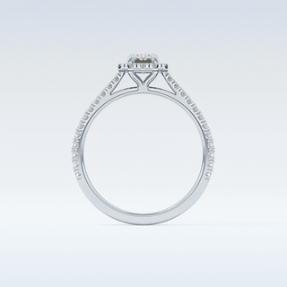 0.56 CT Halo & Pave Engagement Ring Featuring Emerald Moissanite