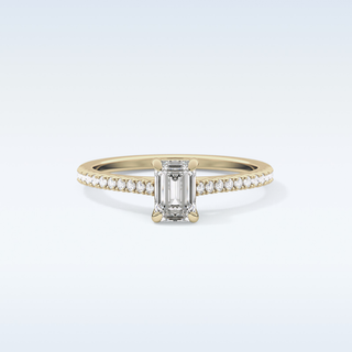 0.56 CT Pave Engagement Ring Featuring Emerald Moissanite