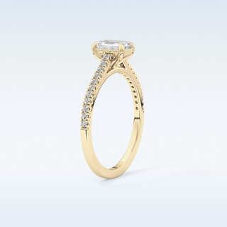0.56 CT Pave Engagement Ring Featuring Emerald Moissanite