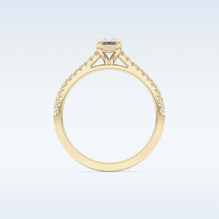 0.56 CT Pave Engagement Ring Featuring Emerald Moissanite