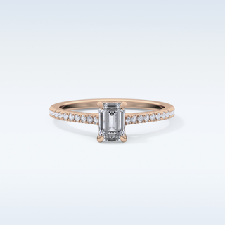 0.56 CT Pave Engagement Ring Featuring Emerald Moissanite