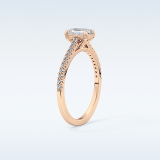 0.56 CT Pave Engagement Ring Featuring Emerald Moissanite