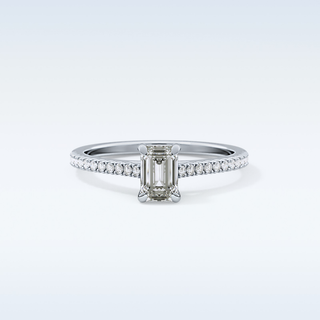 0.56 CT Pave Engagement Ring Featuring Emerald Moissanite