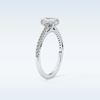 0.56 CT Pave Engagement Ring Featuring Emerald Moissanite