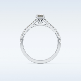 0.56 CT Pave Engagement Ring Featuring Emerald Moissanite