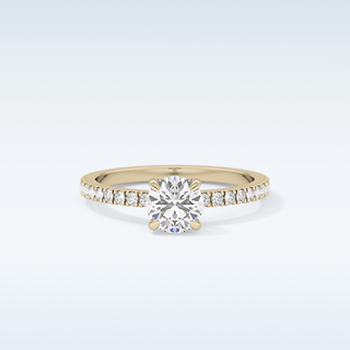 0.69 CT Pave Engagement Ring Featuring Round Moissanite
