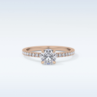 0.69 CT Pave Engagement Ring Featuring Round Moissanite