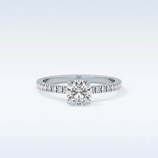 0.69 CT Pave Engagement Ring Featuring Round Moissanite