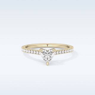 0.44 CT Pave Engagement Ring Featuring Heart Moissanite