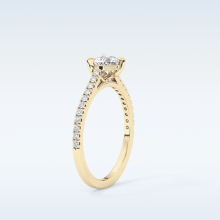 0.44 CT Pave Engagement Ring Featuring Heart Moissanite