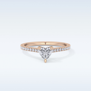 0.44 CT Pave Engagement Ring Featuring Heart Moissanite