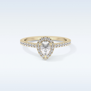 0.35 CT Pave Engagement Ring Featuring Pear Moissanite