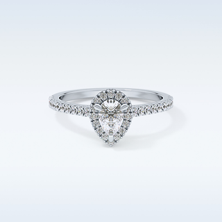 0.35 CT Pave Engagement Ring Featuring Pear Moissanite