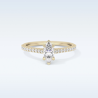 0.42 CT Pave Engagement Ring Featuring Marquise Moissanite