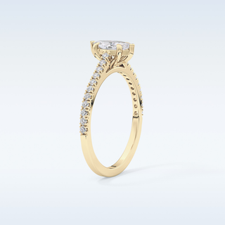0.42 CT Pave Engagement Ring Featuring Marquise Moissanite