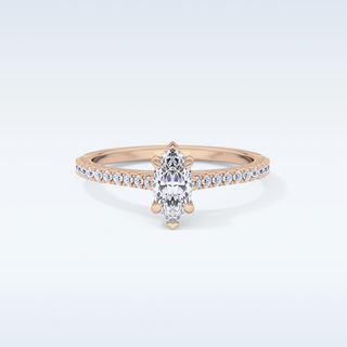 0.42 CT Pave Engagement Ring Featuring Marquise Moissanite