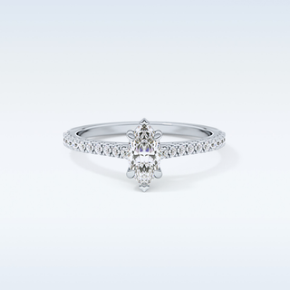 0.42 CT Pave Engagement Ring Featuring Marquise Moissanite