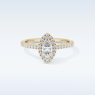 0.42 CT Halo & Pave Engagement Ring Featuring Marquise Moissanite