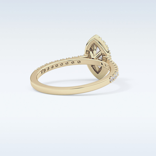 0.42 CT Halo & Pave Engagement Ring Featuring Marquise Moissanite