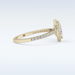 0.42 CT Halo & Pave Engagement Ring Featuring Marquise Moissanite