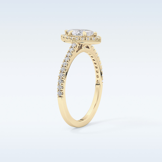 0.42 CT Halo & Pave Engagement Ring Featuring Marquise Moissanite
