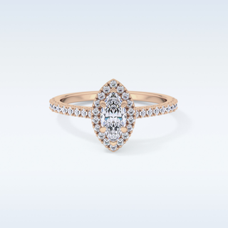 0.42 CT Halo & Pave Engagement Ring Featuring Marquise Moissanite