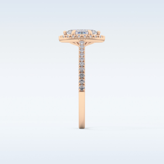 0.42 CT Halo & Pave Engagement Ring Featuring Marquise Moissanite