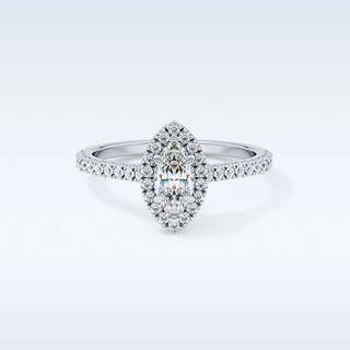 0.42 CT Halo & Pave Engagement Ring Featuring Marquise Moissanite