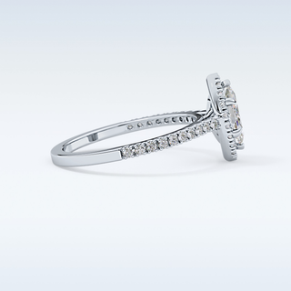 0.42 CT Halo & Pave Engagement Ring Featuring Marquise Moissanite