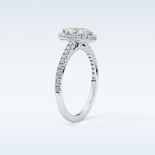 0.42 CT Halo & Pave Engagement Ring Featuring Marquise Moissanite