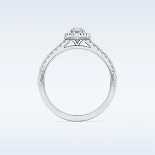 0.42 CT Halo & Pave Engagement Ring Featuring Marquise Moissanite