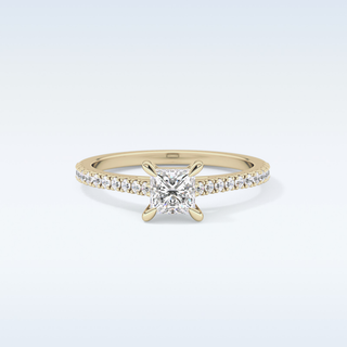 0.57 CT Pave Engagement Ring Featuring Princess Moissanite