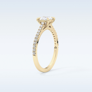 0.57 CT Pave Engagement Ring Featuring Princess Moissanite