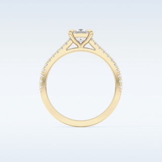 0.57 CT Pave Engagement Ring Featuring Princess Moissanite