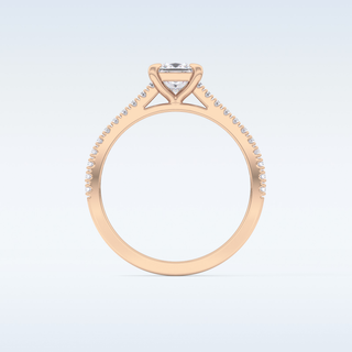 0.57 CT Pave Engagement Ring Featuring Princess Moissanite