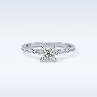 0.57 CT Pave Engagement Ring Featuring Princess Moissanite