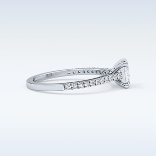 0.57 CT Pave Engagement Ring Featuring Princess Moissanite