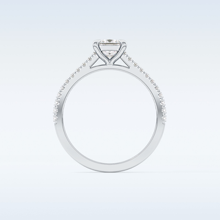0.57 CT Pave Engagement Ring Featuring Princess Moissanite