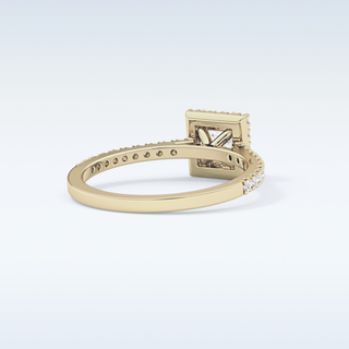0.57 CT Halo & Pave Engagement Ring Featuring Princess Moissanite
