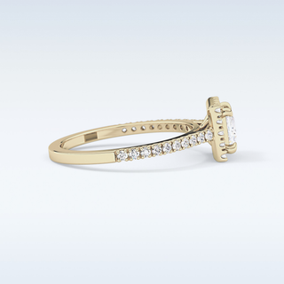 0.57 CT Halo & Pave Engagement Ring Featuring Princess Moissanite