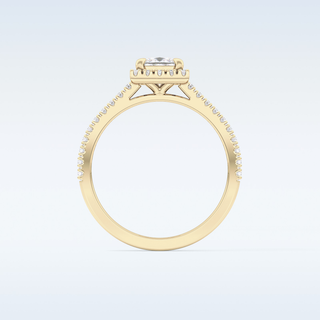 0.57 CT Halo & Pave Engagement Ring Featuring Princess Moissanite