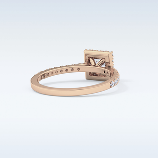 0.57 CT Halo & Pave Engagement Ring Featuring Princess Moissanite