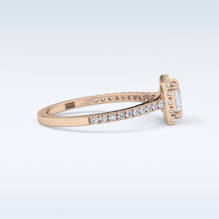 0.57 CT Halo & Pave Engagement Ring Featuring Princess Moissanite
