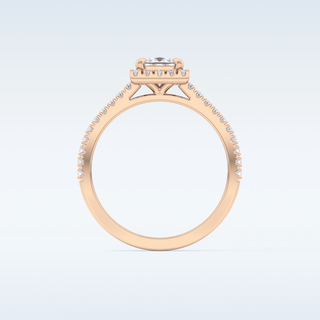 0.57 CT Halo & Pave Engagement Ring Featuring Princess Moissanite