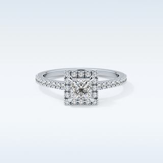 0.57 CT Halo & Pave Engagement Ring Featuring Princess Moissanite