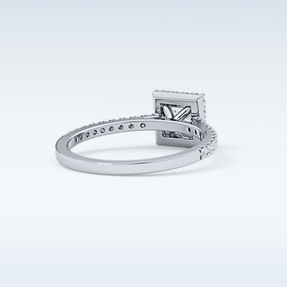 0.57 CT Halo & Pave Engagement Ring Featuring Princess Moissanite