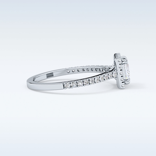 0.57 CT Halo & Pave Engagement Ring Featuring Princess Moissanite