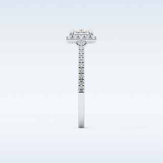 0.57 CT Halo & Pave Engagement Ring Featuring Princess Moissanite