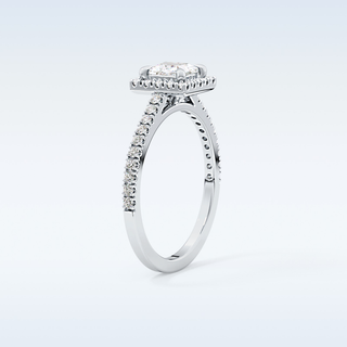0.57 CT Halo & Pave Engagement Ring Featuring Princess Moissanite