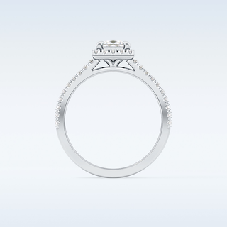 0.57 CT Halo & Pave Engagement Ring Featuring Princess Moissanite